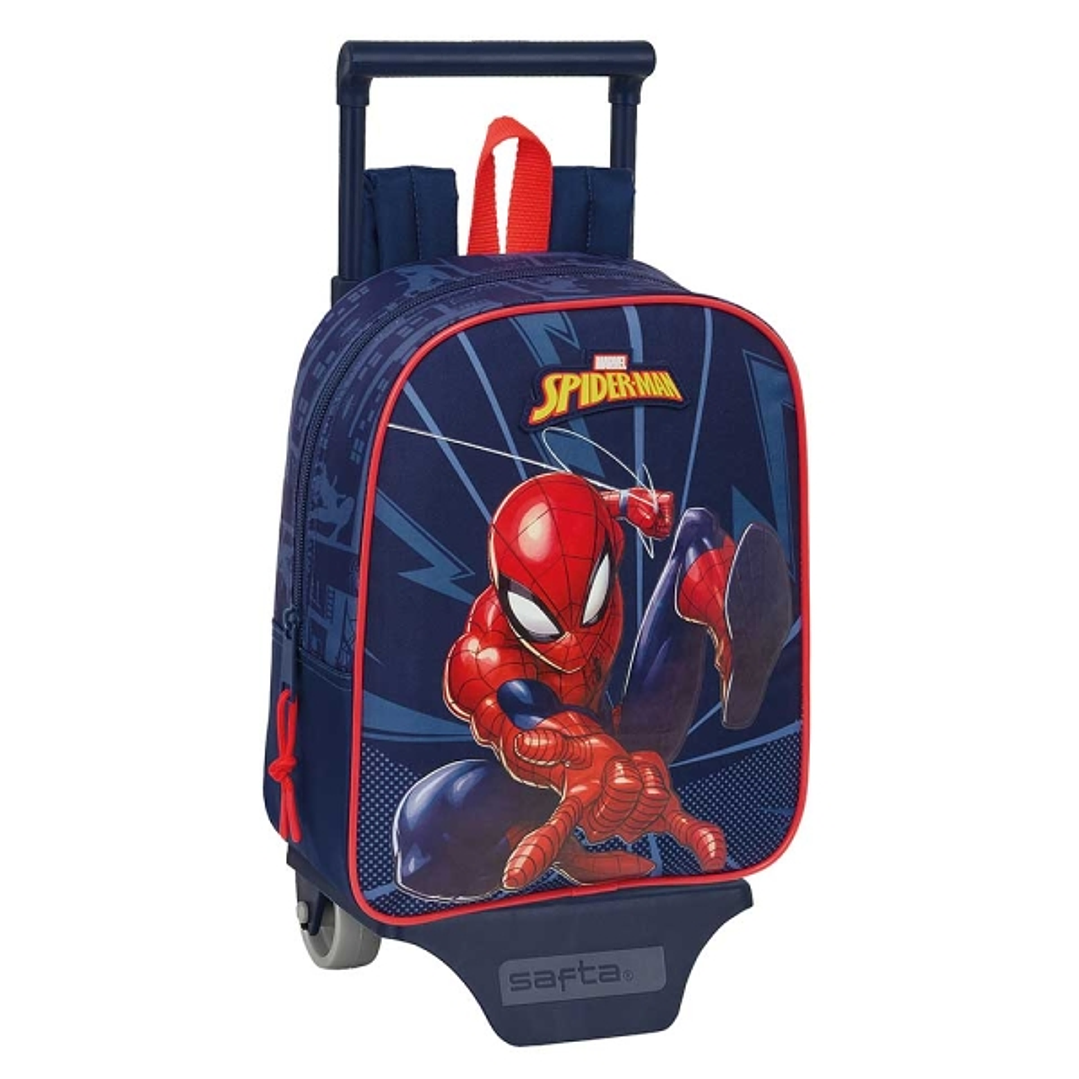 Safta Spider-Man Mochila con Carro - Tarjeta ID - Asa Superior - Mochila Extraible - Carro Resistente - 6L - 220x100x270mm - Color Azul Marino 1
