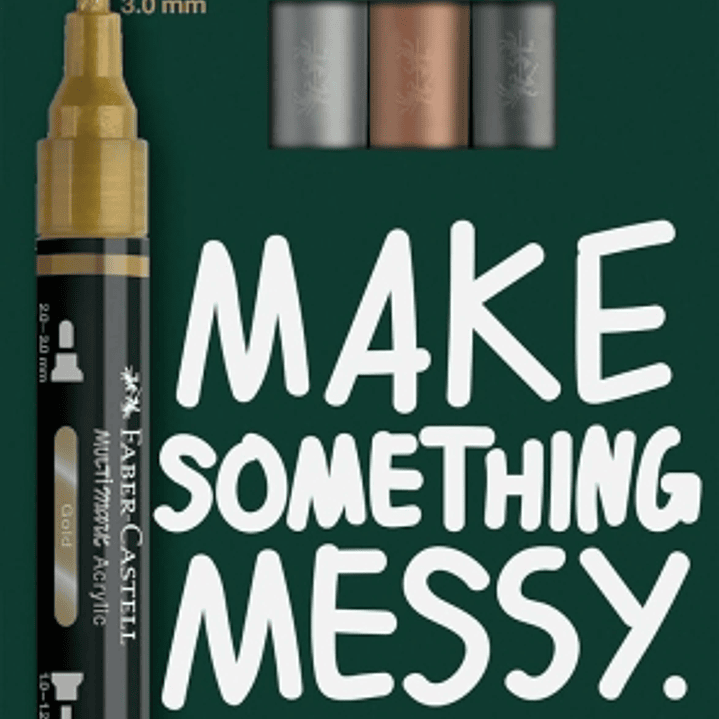 Faber-Castell Multimark Acrylic Mirror Pack con 4 Rotuladores Acrilicos Doble Punta Efecto Espejo - Puntas Redondas de 1mm y 3mm - Tinta Acrilica a Ba 1