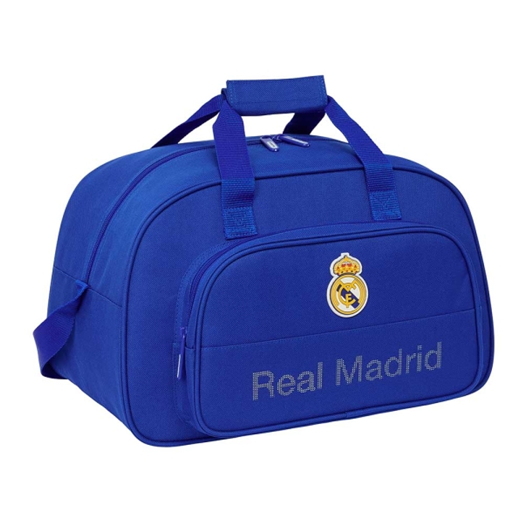 Safta Real Madrid Bolsa de Deporte - Bolsillo Frontal - Bandolera Ajustable - Asa Forrada - Doble Tirador Cremallera - Tacos Proteccion Base - Fondo E 1