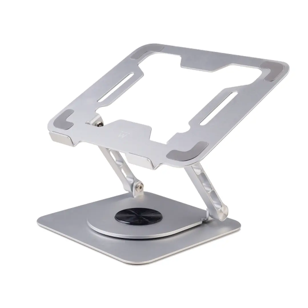 Ewent Soporte de Sobremesa para Portatil - Aluminio - Rotacion 360 - Ajustable - Base Antideslizante - Ajustable - Plegable - Color Plateado/Gris 1