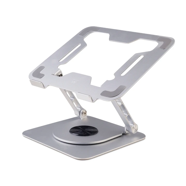 Ewent Soporte de Sobremesa para Portatil - Aluminio - Rotacion 360 - Ajustable - Base Antideslizante - Ajustable - Plegable - Color Plateado/Gris 1