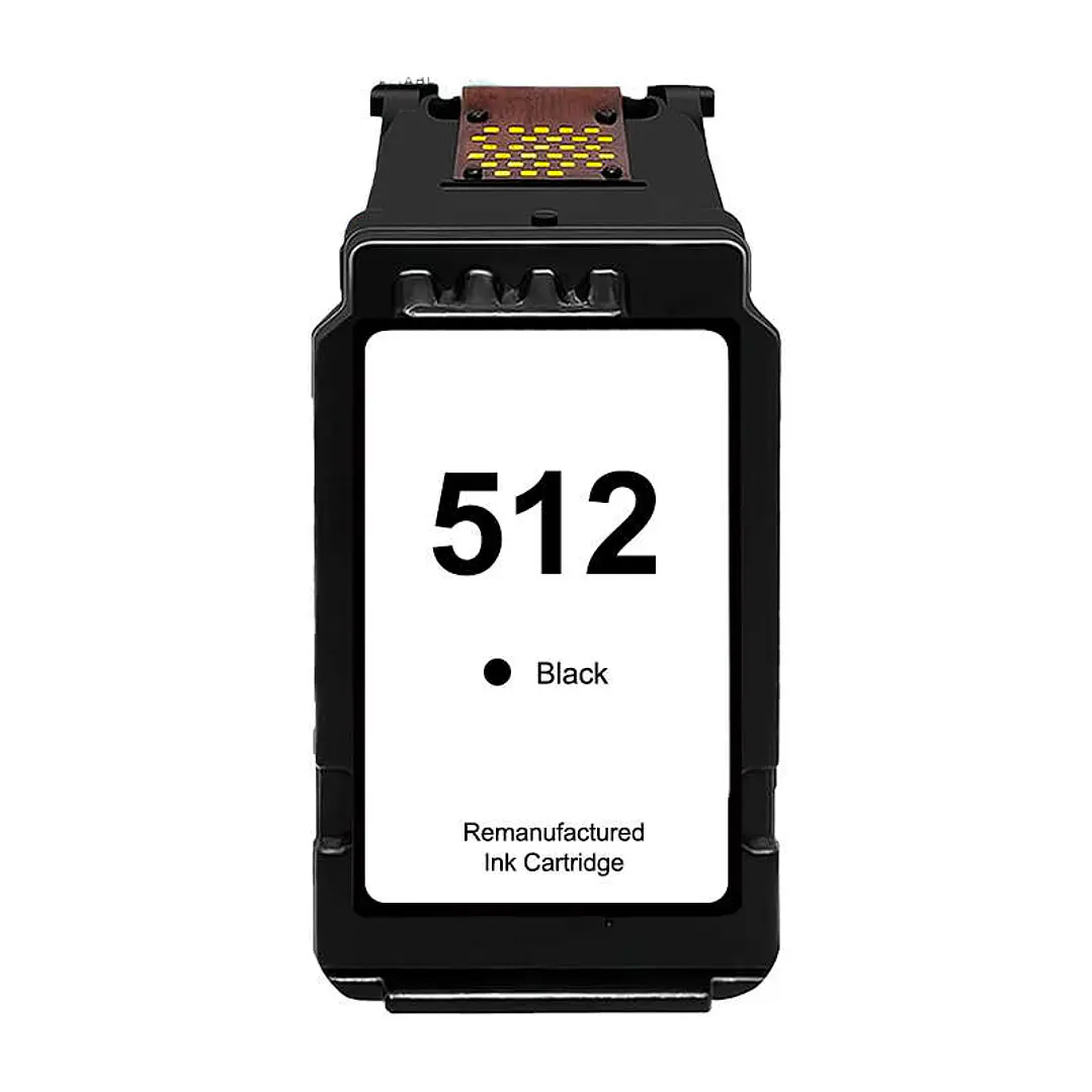 Canon PG512/PG510 Negro Cartucho de Tinta Remanufacturado - Muestra Nivel de Tinta - Reemplaza 2969B001/2970B001 1