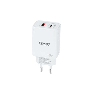 Tooq Cargador de Pared GaN USB-C/PD + USB-A/QC 45W - Color Blanco