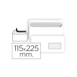 Sam Pack de 500 Sobres Americanos de Papel Offset 90grs con Ventana a la Derecha - Medidas 115x225mm - Especial para Impresoras Laser - Autoadhesivo c