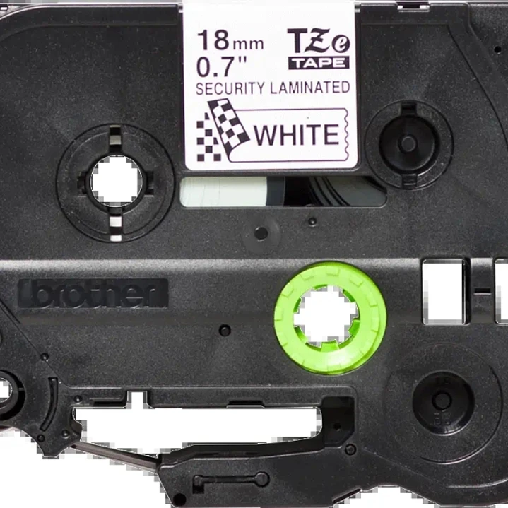 Brother TZeSE4 Cinta Laminada de Seguridad Original de Etiquetas - Texto negro sobre fondo blanco - Ancho 18mm x 8 metros 1