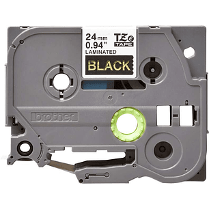 Brother TZe354 Cinta Laminada Original de Etiquetas - Texto dorado sobre fondo negro - Ancho 24mm x 8 metros