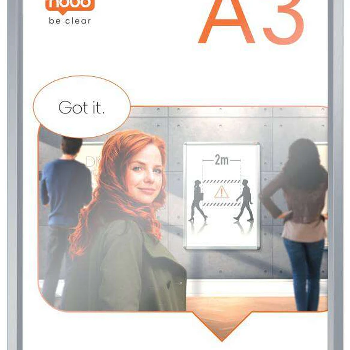 Nobo Porta Posters con Marco de Clip de Aluminio A3 - Elegante Marco Anodizado - Mecanismo de Clip de Ajuste a Presion - Superficie de Exposicion A3 - 1