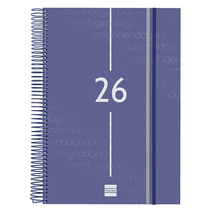 Finocam Year Agenda de Espiral en Catalan - Anual 2026 - Tapa Ligera - Formato E40 - 230x29x297mm - 1 Dia por Pagina - Color Azul