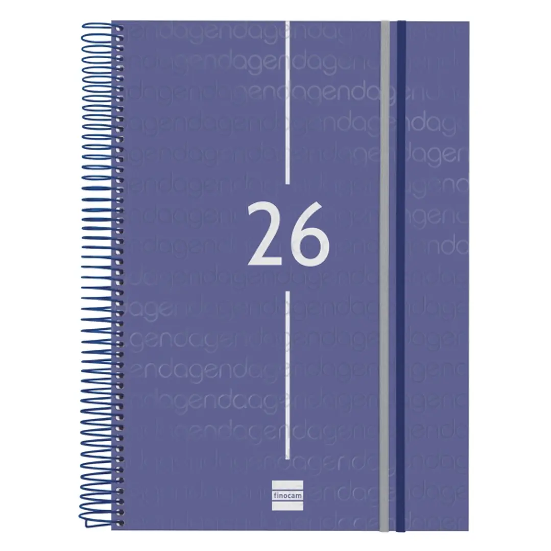 Finocam Year Agenda de Espiral en Catalan - Anual 2026 - Tapa Ligera - Formato E40 - 230x29x297mm - 1 Dia por Pagina - Color Azul 1