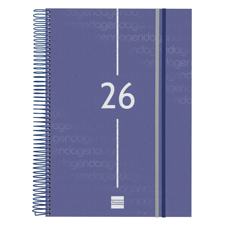 Finocam Year Agenda de Espiral en Catalan - Anual 2026 - Tapa Ligera - Formato E40 - 230x29x297mm - 1 Dia por Pagina - Color Azul 1