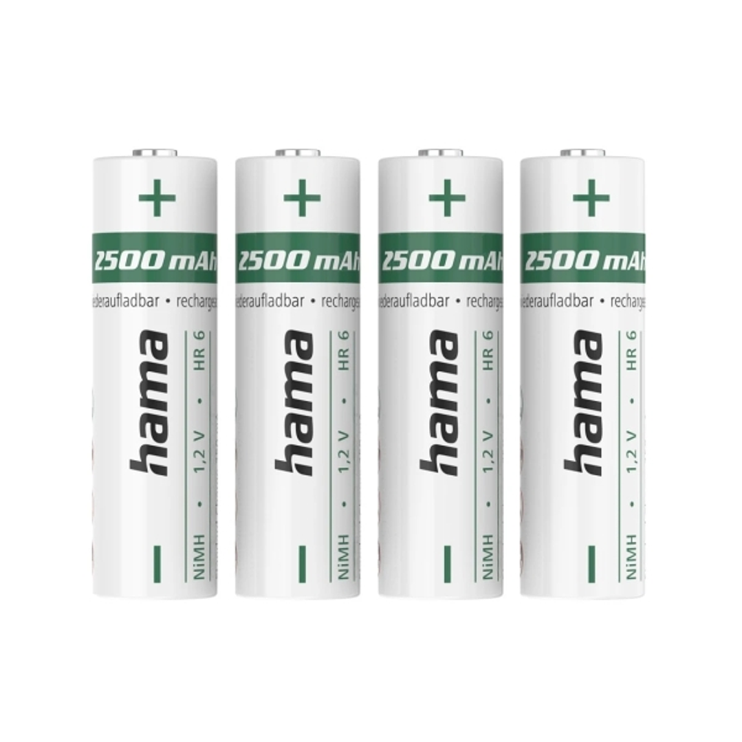 Hama Pack de 2 Pilas Recargables AA - NiMH - Voltaje 1.2V - 2500mAh - Color Blanco 1