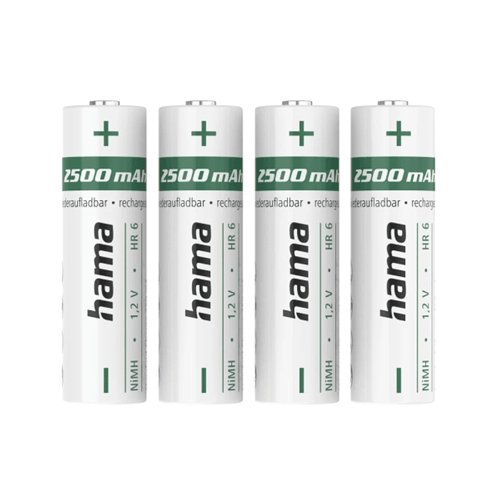 Hama Pack de 2 Pilas Recargables AA - NiMH - Voltaje 1.2V - 2500mAh - Color Blanco 1