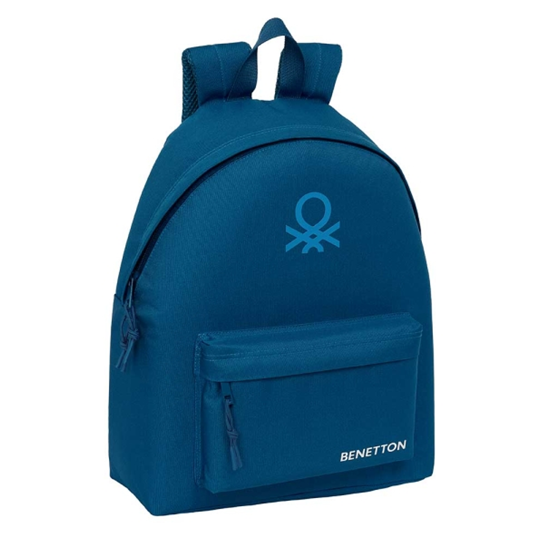 Safta Benetton Basics Marino Mochila - Bolsillo Frontal - Hombreras Acolchadas - Doble Tirador en Cremallera - Asa Superior de Transporte - 20.80L - 3 1
