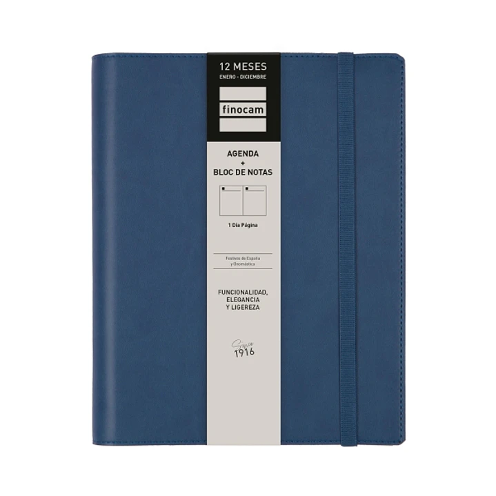 Finocam Duoband Agenda - Anual 2026 - Bloc de Notas - Formato E10 - 176x28x226mm - 1 Dia por Pagina - Color Azul 1