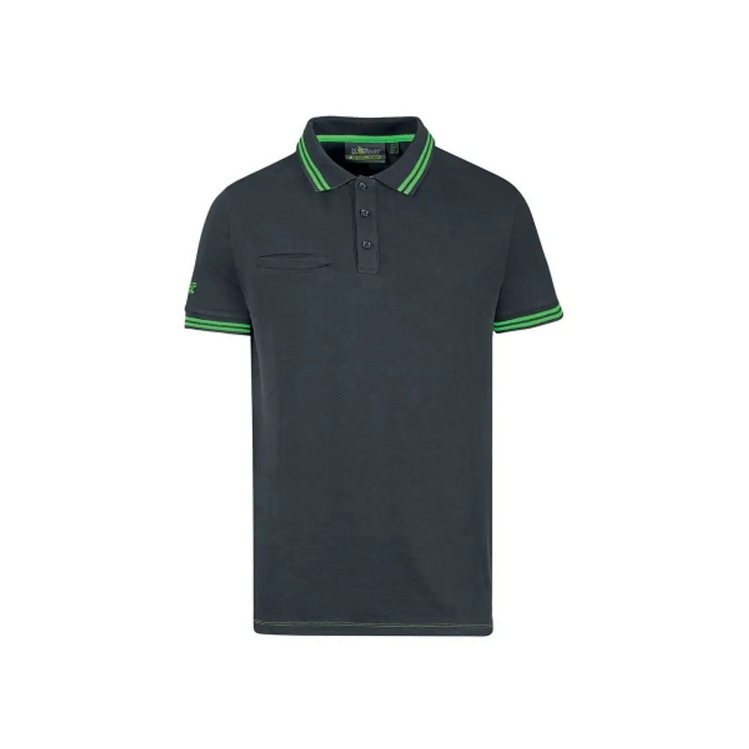 Upower Way Polo Hombre Manga Corta - Talla 2XL - Algodon Stretch, Ajuste Slim Fit, Ribetes en Contraste, Cierre de Tres Botones, Aberturas Laterales,  1