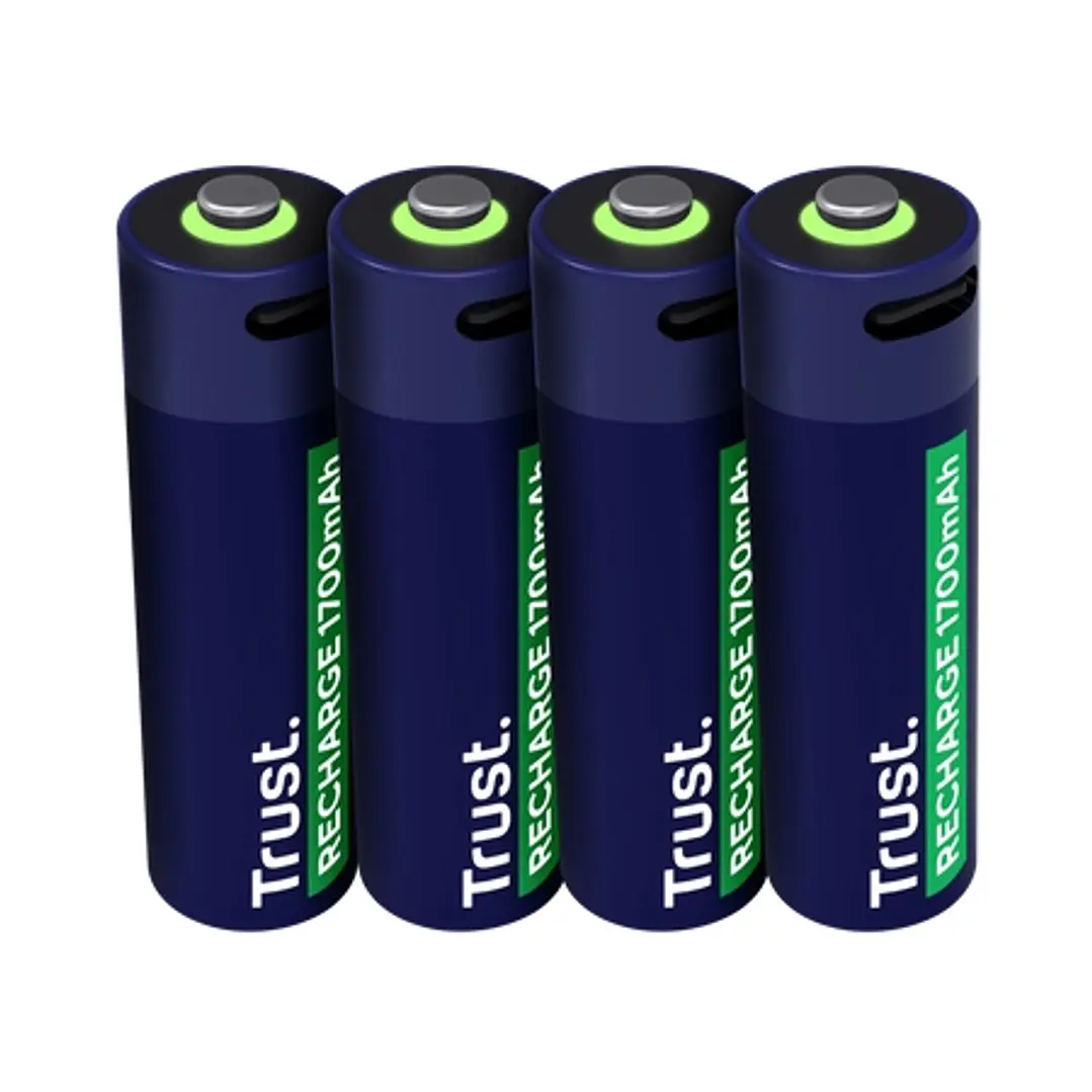 Trust Pack de 4 Pilas Recargables 1700 mAh AA 1