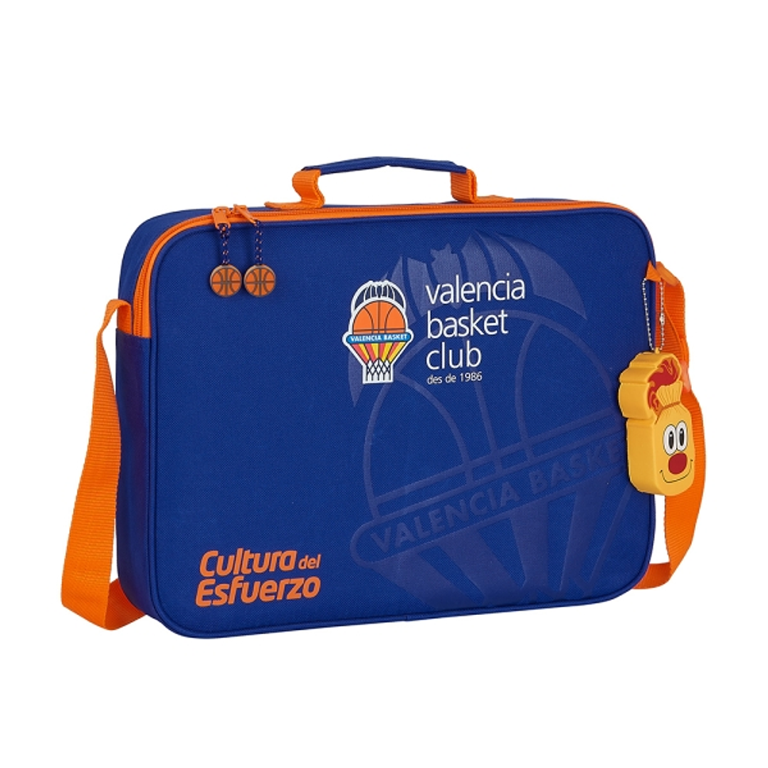 Safta Valencia Basket Maletin con Cremallera - Bandolera Ajustable - Asa Forrada - Doble Tirador - Fondo Semirigido - 6L - 380x60x280mm - Color Azul O 1