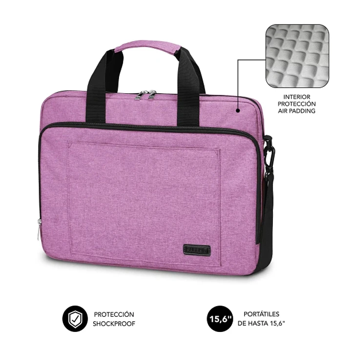 Subblim Maletin para Portatiles de hasta 15.6 Pulgadas - Proteccion Air Padding - Resistente Poliester Oxford - Repelente de Liquidos - Color Rosa 1