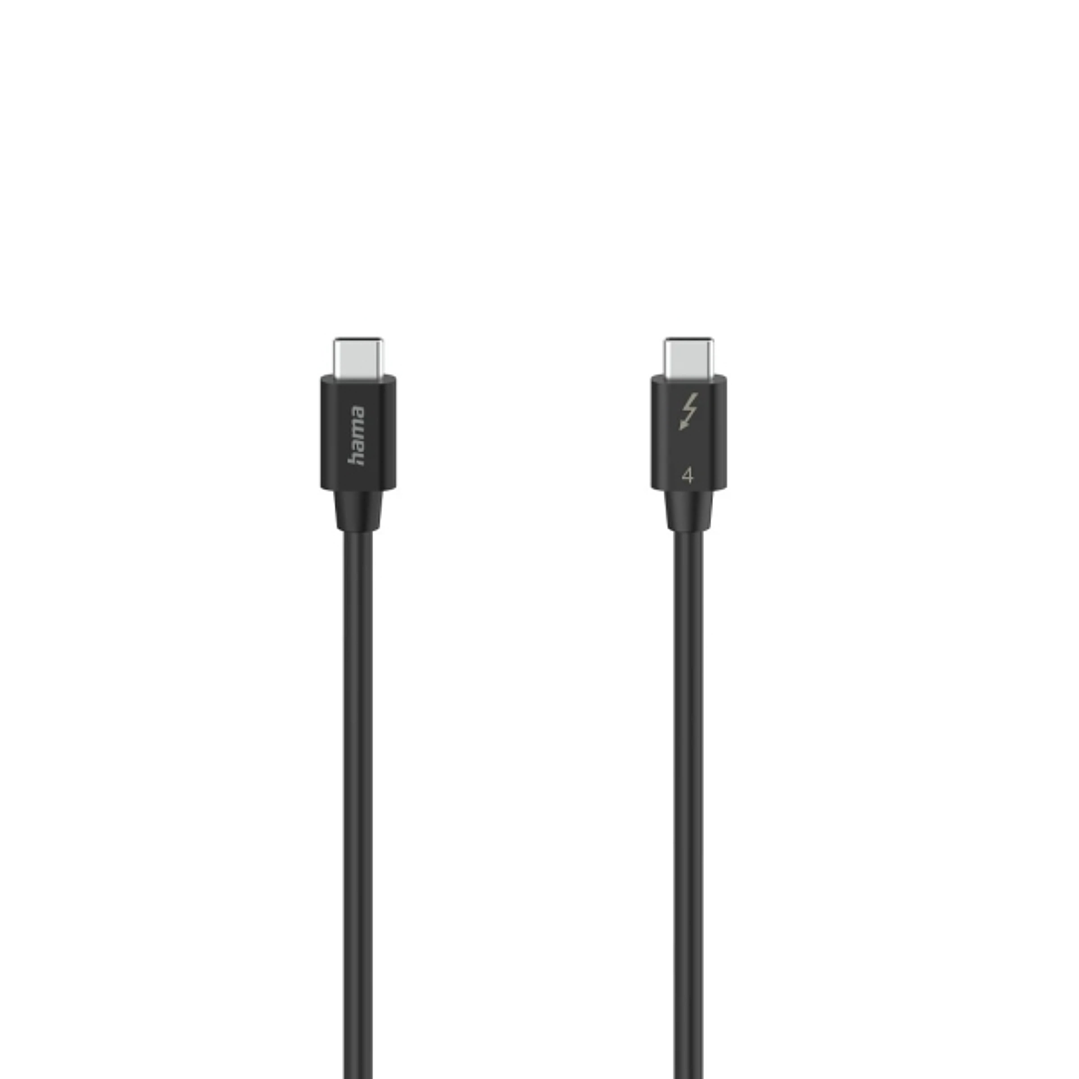 Hama Essential Cable USB-C Macho - Longitud 0.80m - Velocidad hasta 40Gbps - Blindaje Doble - Color Negro 1