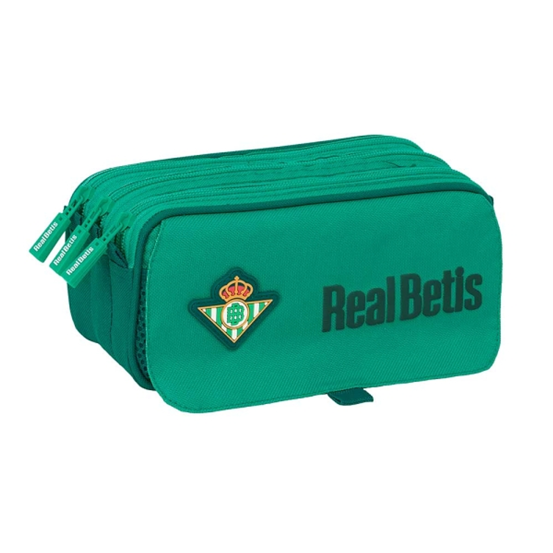Safta Real Betis Balompie Portatodo - 3 Compartimentos con Cremalleras - Asa Lateral - Resistente al Agua - Cinta Adaptable - Bolsillo Frontal - 1.72L 1