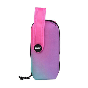 Milan Sunset Pink Pack de 4 Estuches Portatodo con Contenido de Serie - Contenido: Goma de Borrar, 2 Sacapuntas, Lapiz de Grafito HB, 3 Boligrafos Cap
