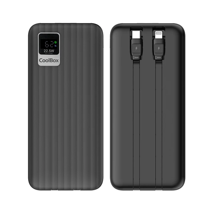 Coolbox DP10 Powerbank 10000mAH 22.5W PD y QC - USB-C y Lightning - Pantalla LCD - Color Negro 1