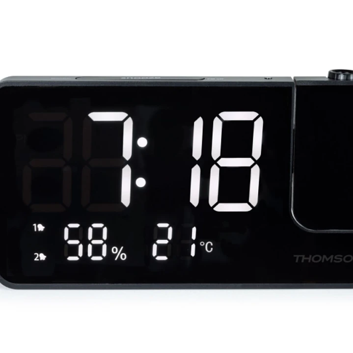 Thomson CP100T Radio Reloj Despertador - Proyeccion y Temperatura Interior - Alarma Dual - Color Negro 1