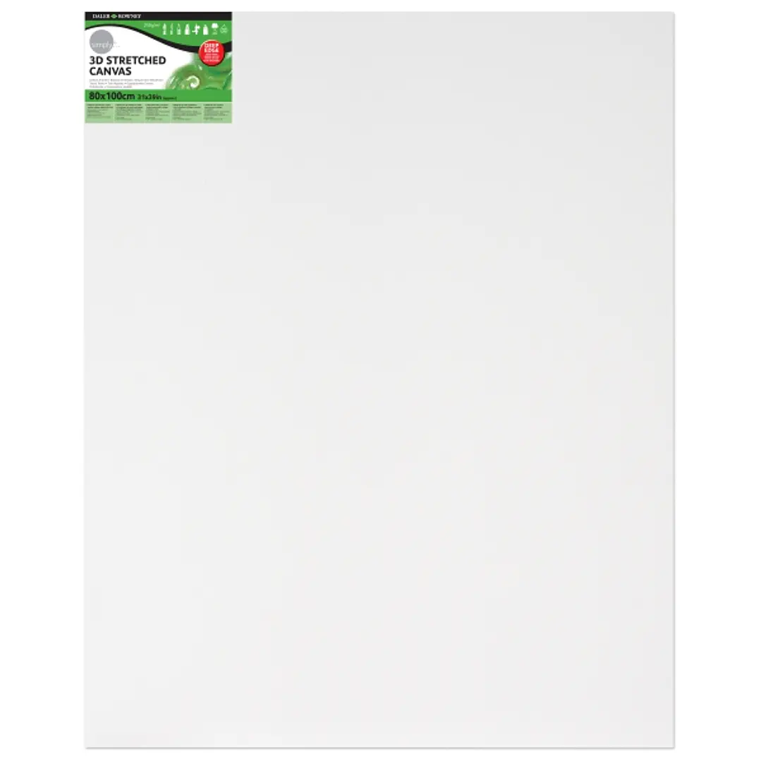 Daler Rowney Simply Bastidor Entelado 3D - 60x100cm - Imprimacion Triple - Grano Medio - 100% Algodon sin Acido - 250g - Color Blanco 1