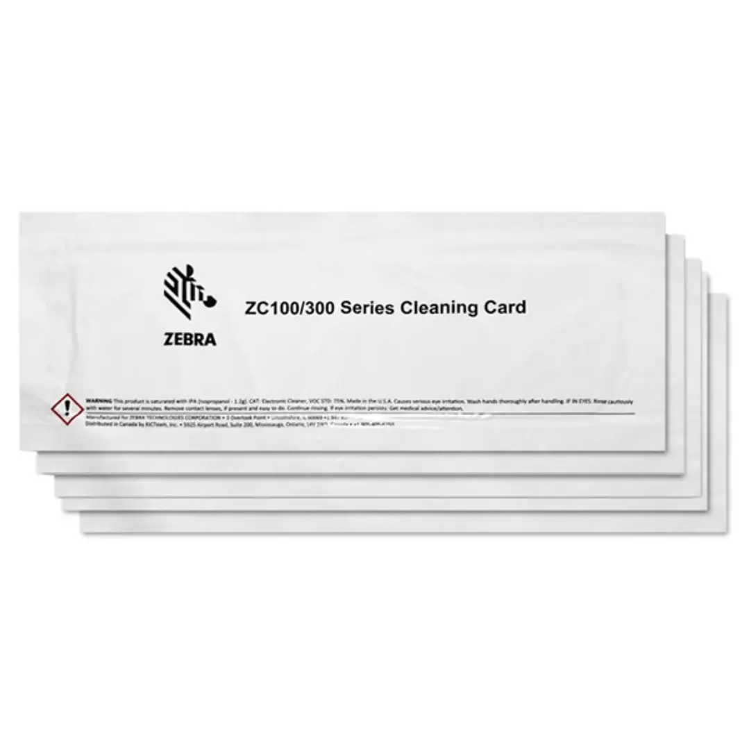 Zebra Pack de 5 Tarjetas de Limpieza para ZC100 ZC300 1