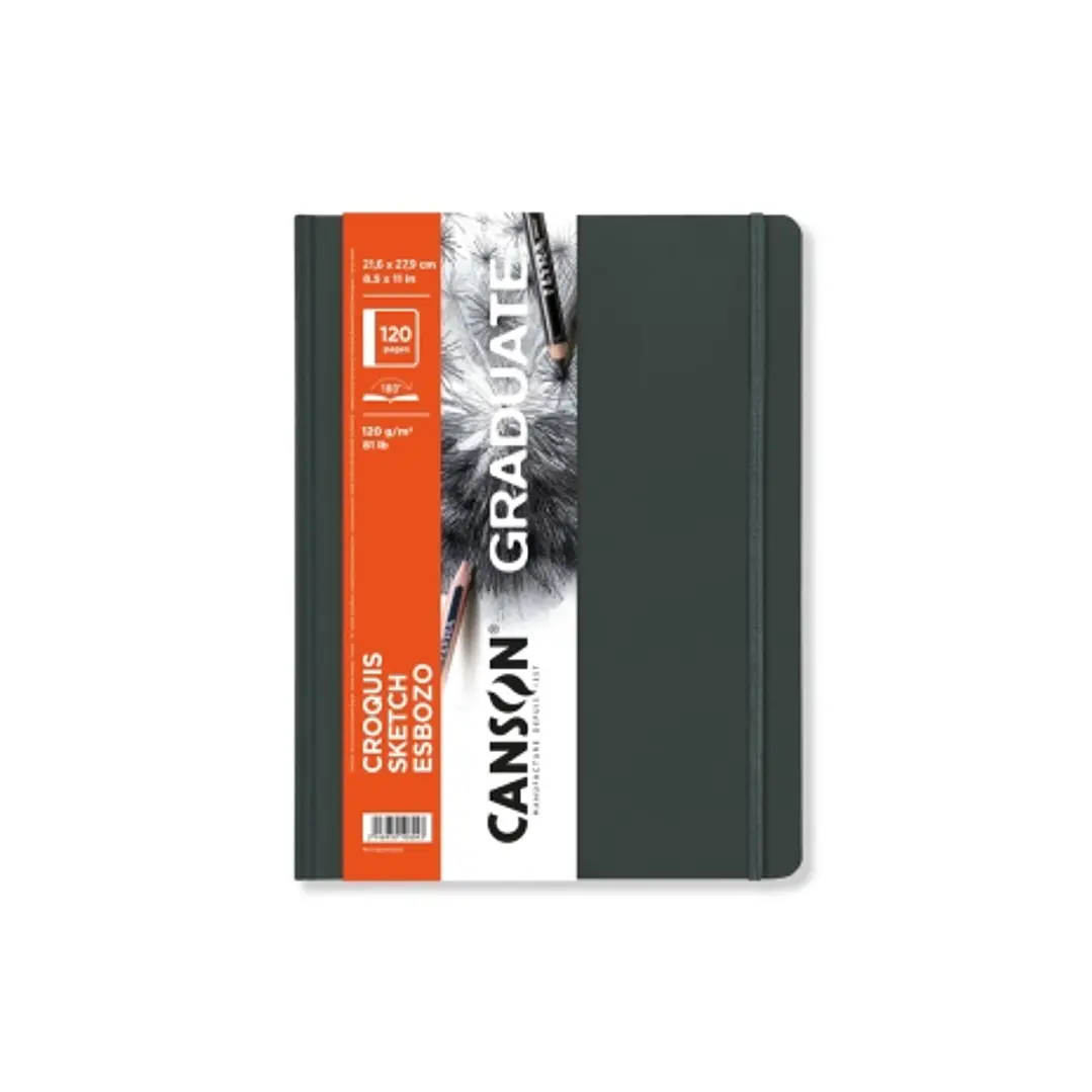 Canson Graduate Sketch Cuaderno con 60 Hojas - 21.6x27.9cm - 120g - Grano Fino - Tapa Dura - Color Blanco 1