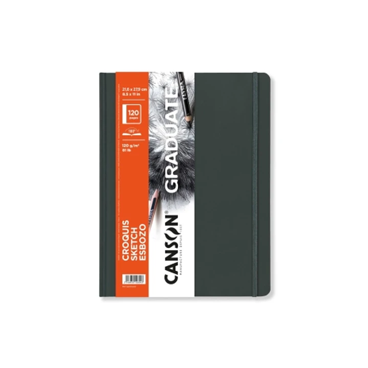 Canson Graduate Sketch Cuaderno con 60 Hojas - 21.6x27.9cm - 120g - Grano Fino - Tapa Dura - Color Blanco 1