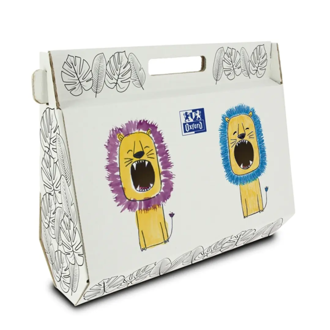 Oxford Lote Kids Pintura Caja Pintable - Incluye Bloc de Dibujo y Pintura - Estuche Kangoo - Temperas de Colores Variados 1