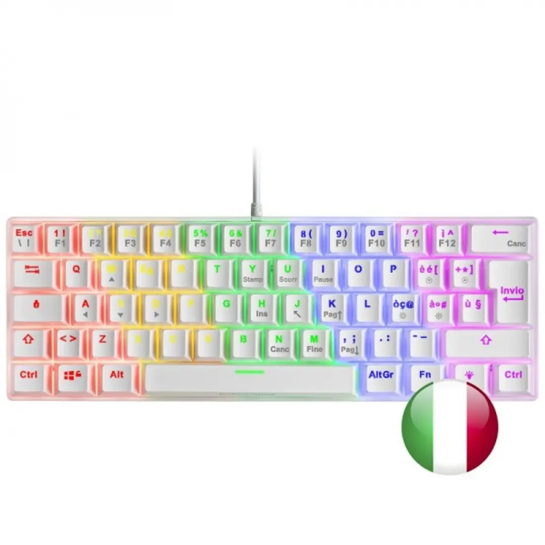 Mars Gaming MK60 Teclado Gaming Mecanico - Ultra-compacto 60% - Iluminacion RGB - Switches Antipolvo - Teclas Imborrables - Anti-ghosting Avanzado - I 1
