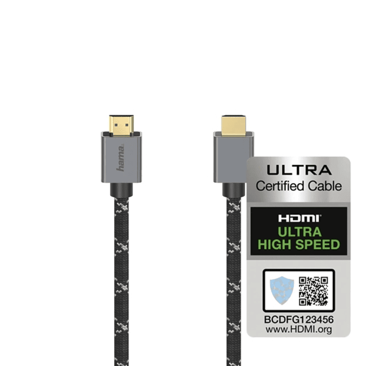 Hama Prime Cable HDMI 8K Macho - Certificado - Longitud 2m- Soporta eARC - Terminales Chapados en Oro - Ethernet - Velocidad hasta 48Gbps - Doble Blin 1