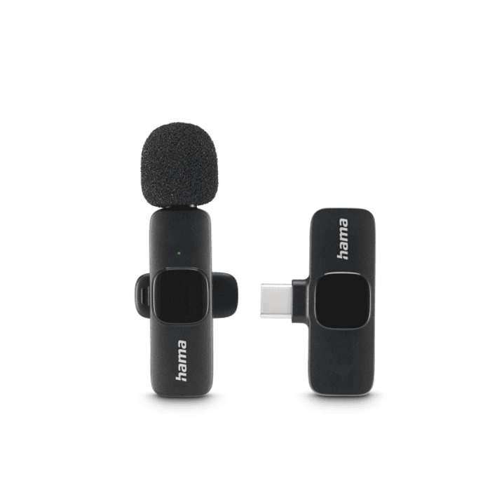 Hama Microfono de Solapa Inalambrico - 2200 Ohm - USB-C - Sujeccion con Clip - Color Negro 1