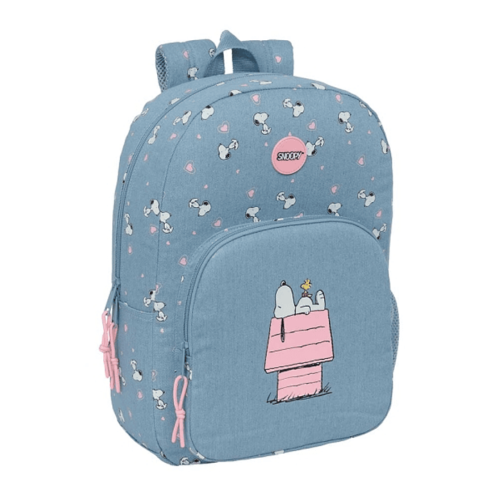 Safta Snoopy Mochila Adaptable a Carro - Tirador Doble - Bolsillo Frontal - Hombreras Ergonomicas - Asa Superior - 19.30L - 300x140x460mm - Color Azul 1