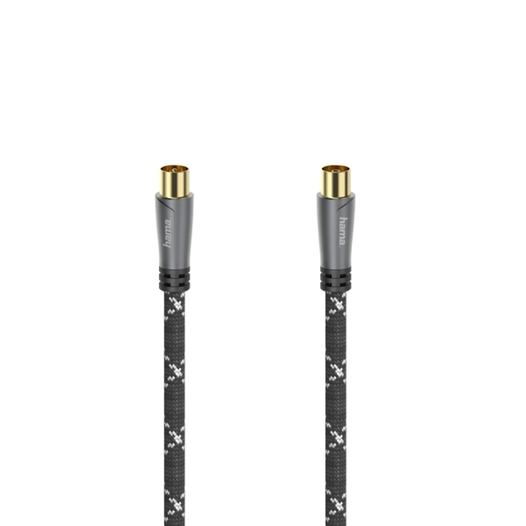 Hama Prime Cable Coaxial de Antena Macho/Hembra - Longitud 3m- Terminales Chapados en Oro - Apantallamiento 120dB - Impedancia 75Ohm - Color Negro y G 1