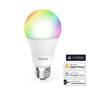 Hama Bombilla LED E27 Inteligente - Potencia 9W - RGBW - WiFi - Compatible con Asistente de Voz - Control con App - IP20 - Color Blanco