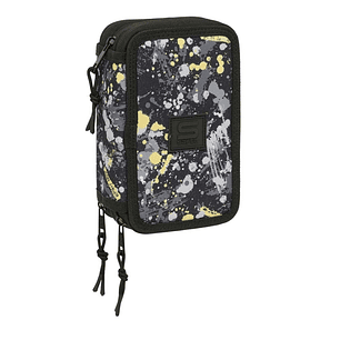 Safta Graffiti Splash Plumier de 3 Pisos - 37 Piezas - 1.3L - Goma - Lapiz - Boligrafos - Sacapuntas - Reglas - 16 Colores - 14 Rotuladores - 125x55x1