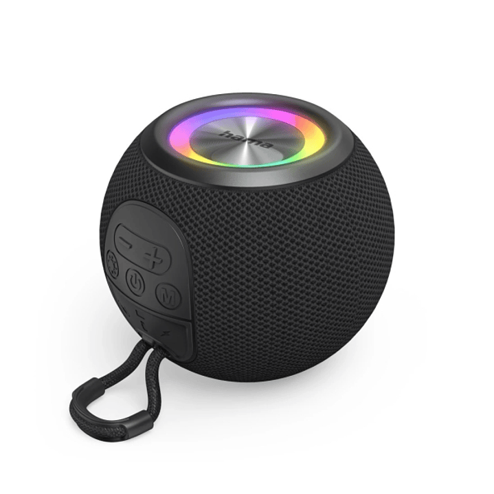 Hama Altavoz Portatil - Potencia 5W - Bluetooth - Jack 3.5mm - USB-C - Bateria 1200mAh - Admite MicroSD - Luz LED - Rango 10m - 11.1x11.1x8.7cm - Colo 1