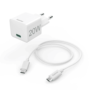 Hama Cargador de Pared - Potencia 20W - USB-C - Cable 1m - Power Delivery - Qualcomm - Color Blanco
