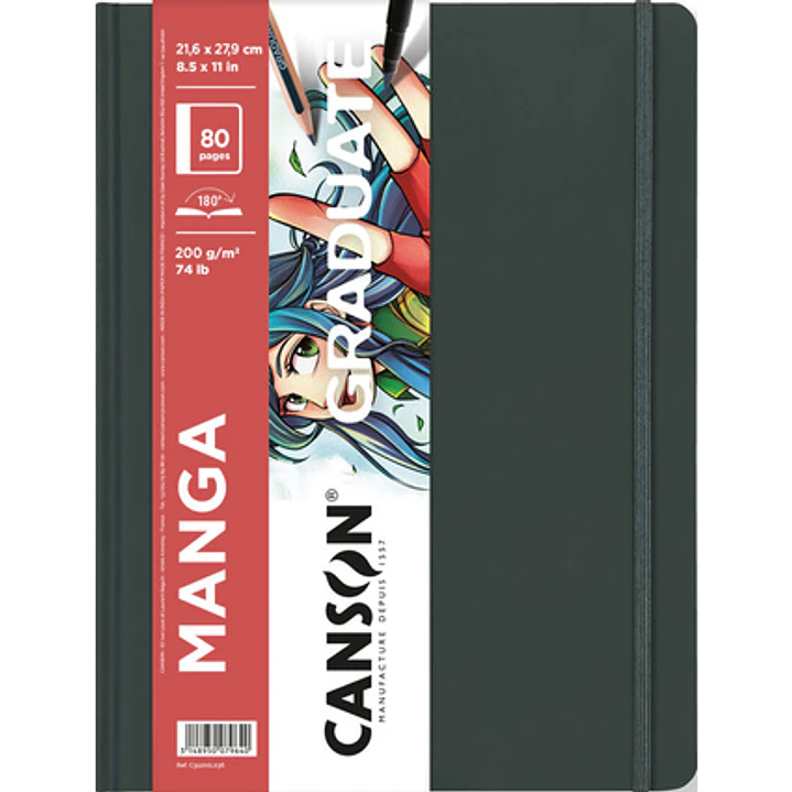 Canson Graduate Manga Cuaderno con 40 Hojas - 21.6x27.9cm - 200g - Grano Liso - Color Blanco 1