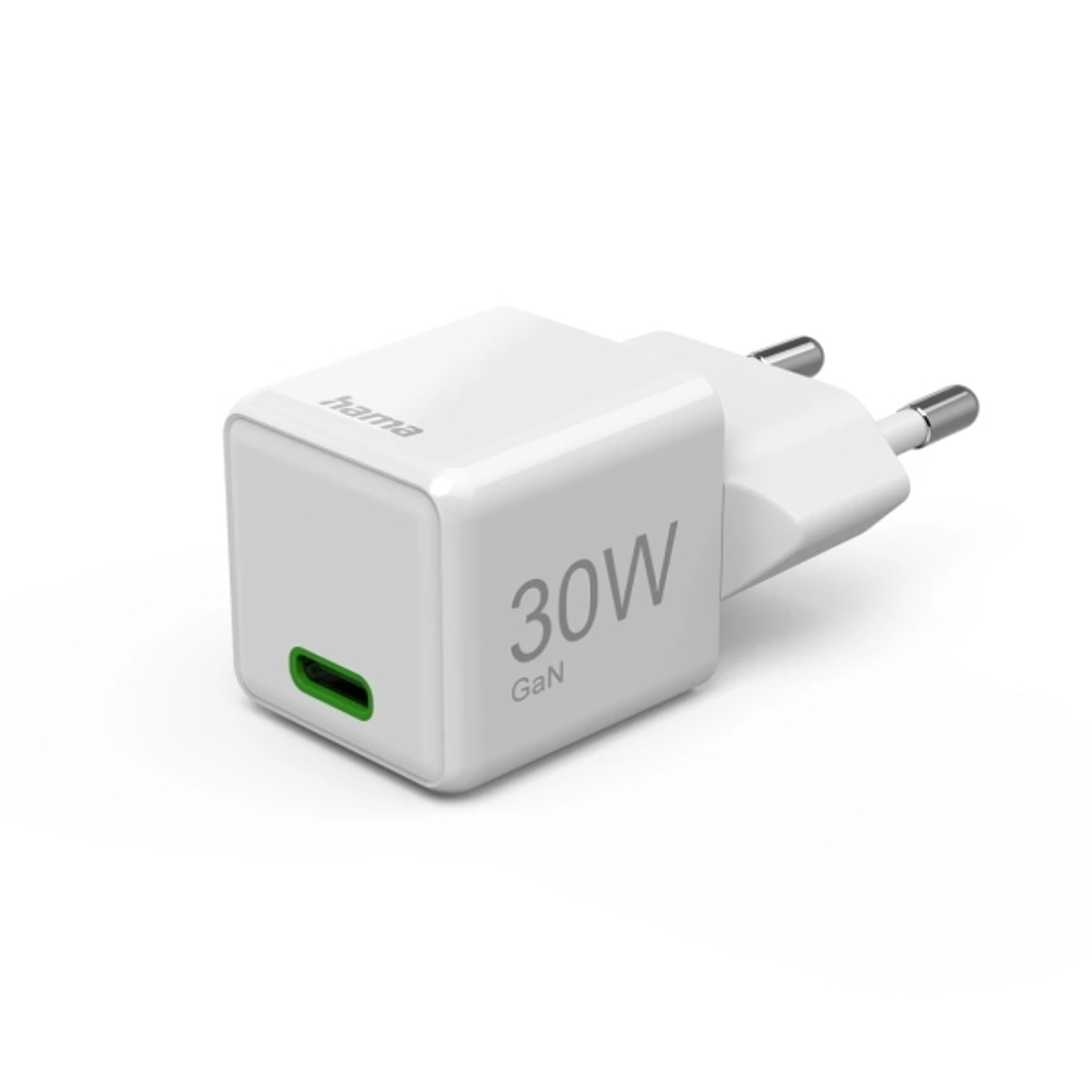 Hama Cargador de Pared - Potencia 30W - USB-C - GaN - Power Delivery - Qualcomm - Color Blanco 1