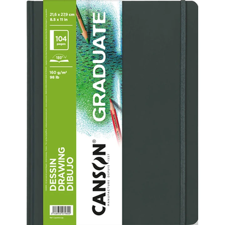 Canson Graduate Dibujo Cuaderno con 52 Hojas - 21.6x27.9cm - 160g - Grano Fino - Color Blanco 1