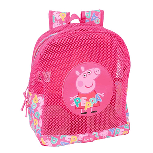 Safta Peppa Pig Mochila - Rejilla Anti-Arena - Doble Tirador - Hombreras Acolchadas - Asa Superior - 13.15L - 320x120x380mm - Color Rosa