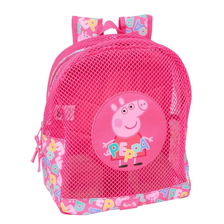 Safta Peppa Pig Mochila - Rejilla Anti-Arena - Doble Tirador - Hombreras Acolchadas - Asa Superior - 13.15L - 320x120x380mm - Color Rosa 1