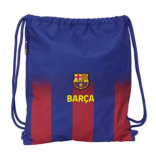 Safta F.C.Barcelona Saco Mochila de Tiras - Bolsillo Lateral con Cremallera - 35x40x1cm - Color Rojo y Azul