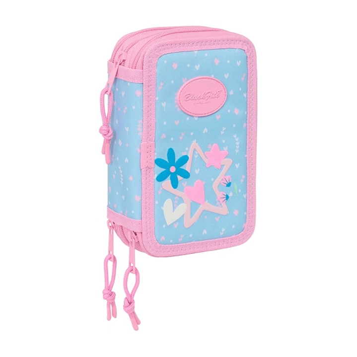 Safta Blackfit8 Smile Plumier de 3 Pisos - 37 Piezas - 1.3L - Goma - Lapiz - Boligrafos - Sacapuntas - Reglas - 16 Colores - 14 Rotuladores - 125x55x1 1