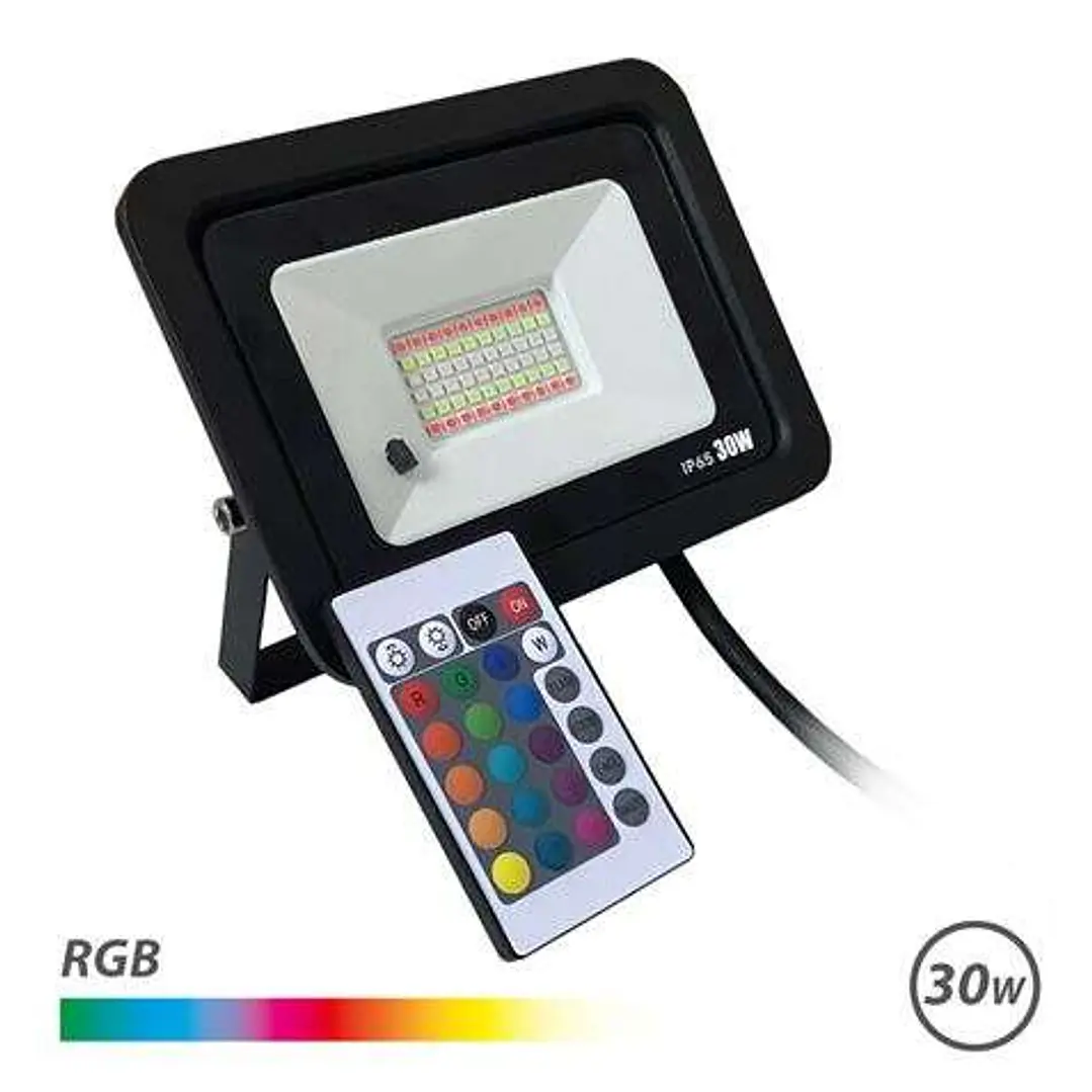 Elbat Foco Led RGB 30W - Control Remoto - IP65 - Ideal para Exterior 1