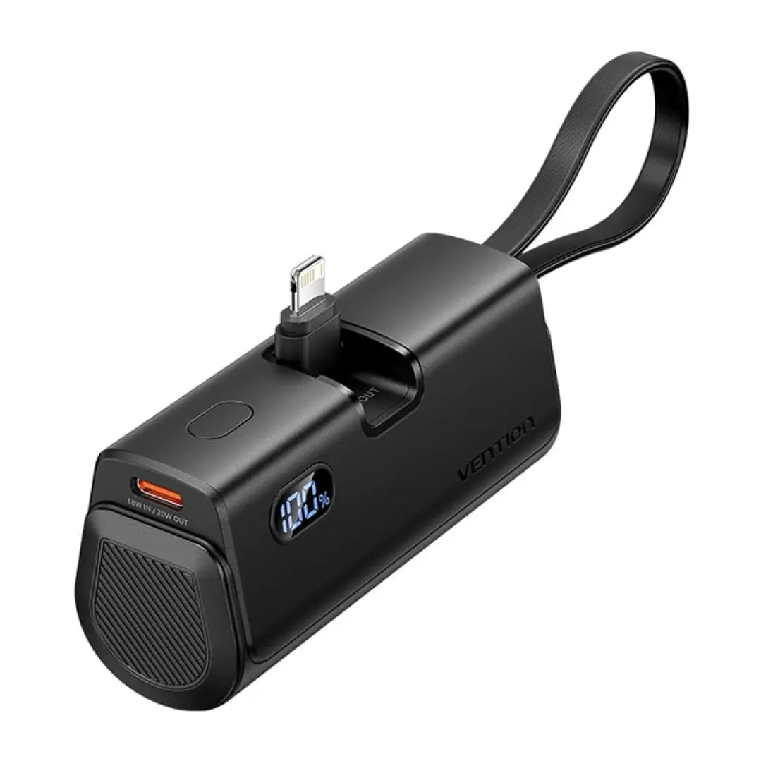 Vention PowerBank 4800mAh - Lightning - Carga Rapida 22.5W - Conector Plegable - Color Negro 1
